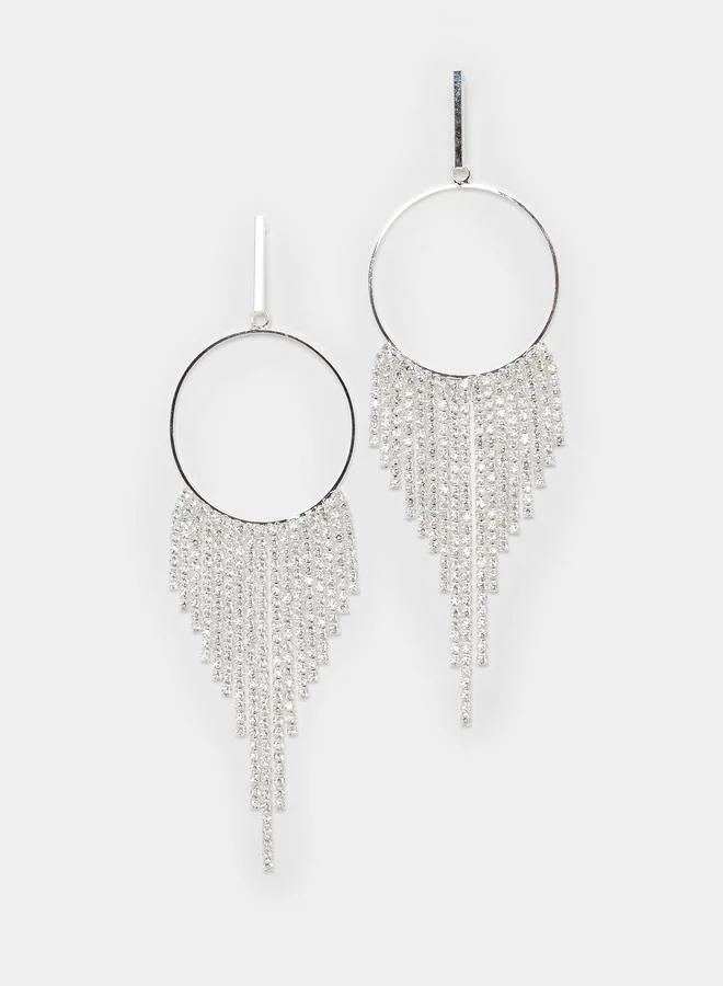 ستايلي أقراط حلقية بكريستال لامع